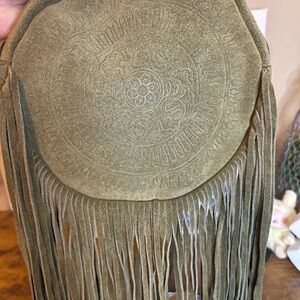 Patricia Nash Olive green suede  Crossbody Bag Boho Style